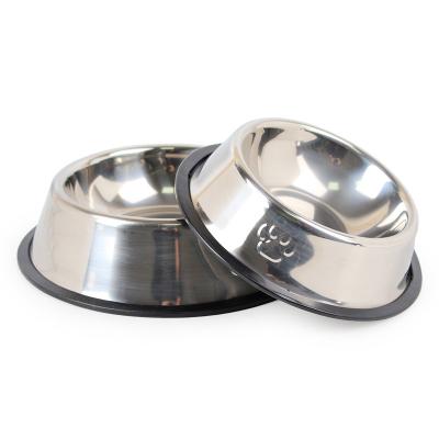 China Durable Durable Pet Bowl Stainless Steel Dog Food Water Bowl Anti-Slip Feeders Pets Bowl Custom Pet Logo for sale