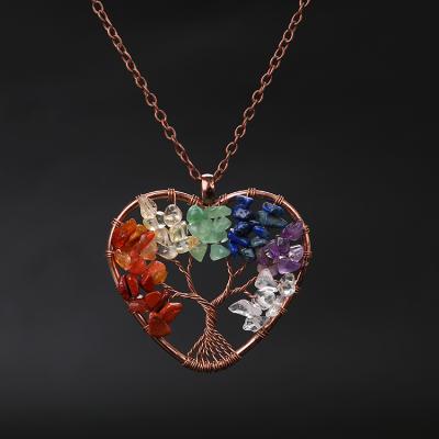 China FASHIONABLE Custom Handmade Metal Gemstone Pendant Tree Of Life Tree Of Life Necklace Heart Necklace Jewelry for sale