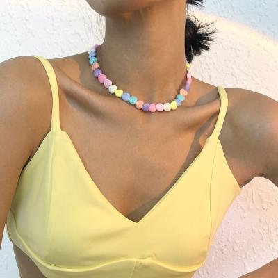 China Girl Fashion New Love Resin Necklace Geometric Heart Acrylic Clavicle Chain Necklace Jewelry Wholesales for sale