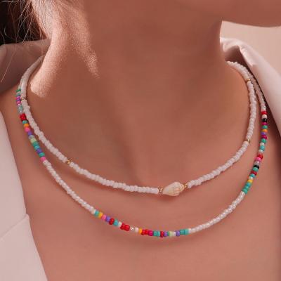 China FASHIONABLE New Handmade Seed Pearl Neck Chain Shell Collar Clavicle Chain Necklace Beaded Jewelry for sale