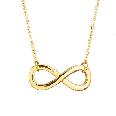 China TRENDY Clavicle Pendant Necklace Titanium Steel Plated Rose Gold Infinity Women Character Necklace Girlfriends Gift for sale