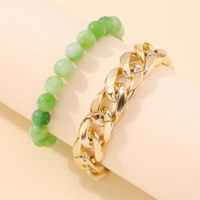 China Women's Cute Punk Fresh Thick Chain Geometric Beads Simple Fashion Hand Simple Bracelet Double for sale