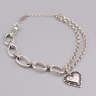 China Factory FASHIONABLE Custom Heart Pendant Silver Plated Chain Bracelet Women Jewelry For Party for sale