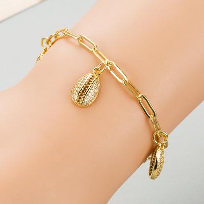 China Cute Jewelry 18k Gold Plated Shell Chain Bracelet Statement Bracelets Adjustable Bracelet For Women Men for sale