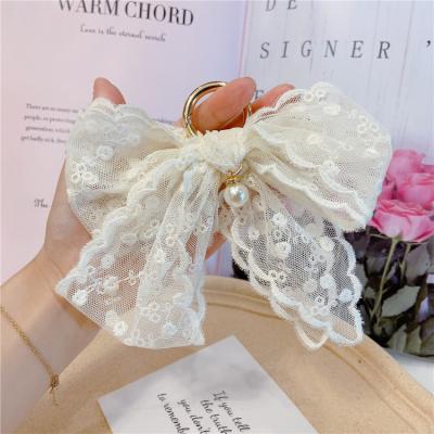 China Girl Creative Lovely Heart Car Key Chain Butterfly Daily Life Lace Bag Car Key Pendant Accessories for sale