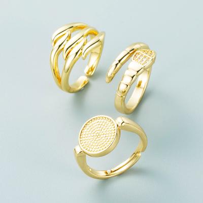 China TRENDY Hot Round Geometric Copper 18K Micro Cubic Zirconia Open Ring Women INS Rattlesnake Ring Women's Open Ring for sale