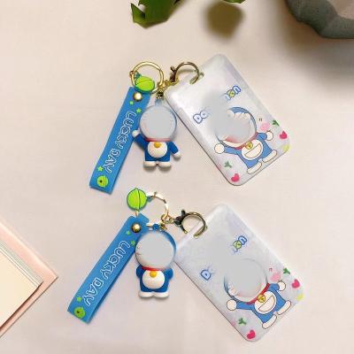 China Creative Doraemon 3d Soft Rubber Silicone PVC Key Chain Anime Cartoon PVC Key Chain Card Holder for sale