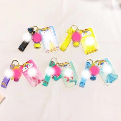 China Disney-Princess 3d Cute Soft Rubber Silicone PVC Keychain Anime Cartoon PVC Key Chain Card Holder for sale