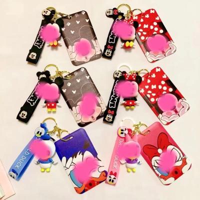 China Cute Cartoon Anime 3d Cartoon Character Mickey Mouse Key Chain and Donald Duck 3d PVC Soft Rubber Silicone Key Chain Card Holder for sale