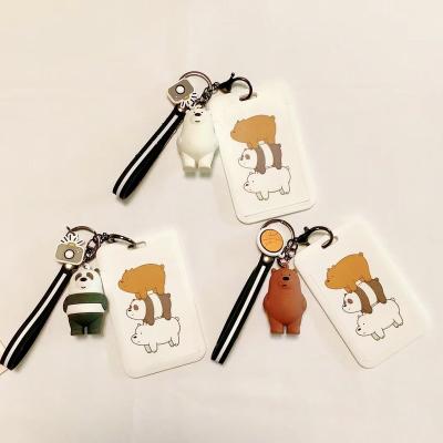 China Creative Anime Cartoon PVC Cartoon Beer Panda llaveros 3d soft rubber silicone pvc soft rubber chain key card holder for sale