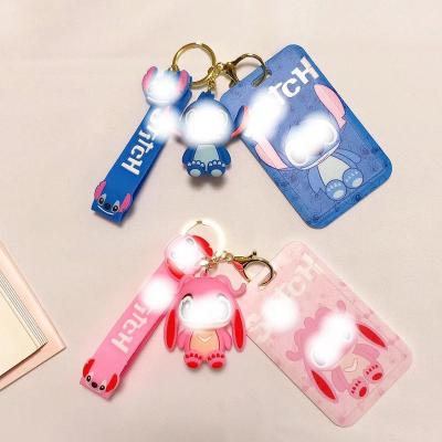 China Creative Anime PVC Cartoon Drop Lilo Key Chain Glue and Point Key Pendant Small Gift Rubber Key Chain Card Holder for sale