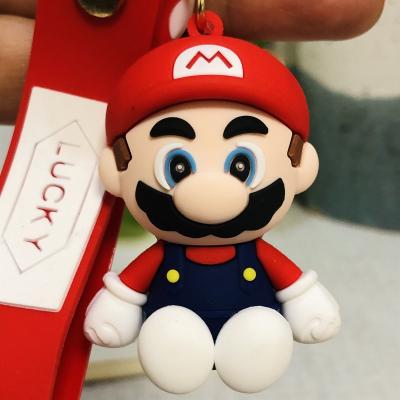 China Wholesale Charming Super Cute Rubber Pendent Key Ring Car Keychain PVC Mario Bros Souvenir Gifts Promotion 3d Cartoon Rubber Key Chain for sale