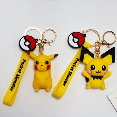 China Hot Selling PVC Cartoon Anime Cartoon Pika Chu Pokempn Key Bag Soft Small Gift Pendant Promotion Rubber Key Chain for sale