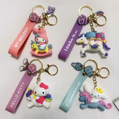 China Hot Selling Anime Cartoon 3D Cartoon Anime MY Melody Bag KeyChains Gift For Car Soft PVC Rubber Key Chain for sale