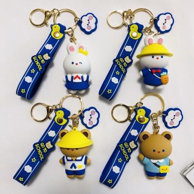 China Wholesale 3D Cartoon Anime Hite Caramel Rabbit Key Chain Key Pendant Small Gift Rubber Key Chain for sale