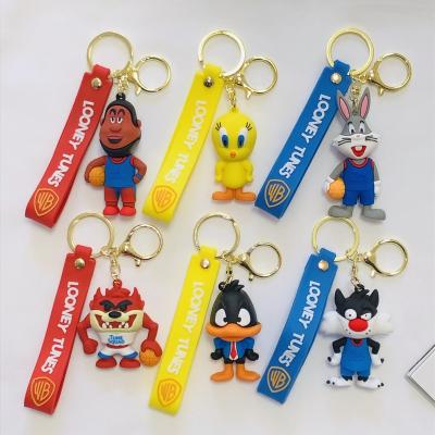 China Wholesale 3D Cartoon Anime Cartoon Bugs Bunny 3d Soft Rubber Silicone PVC Soft Rubber Silicone Embossed Key Chain for sale