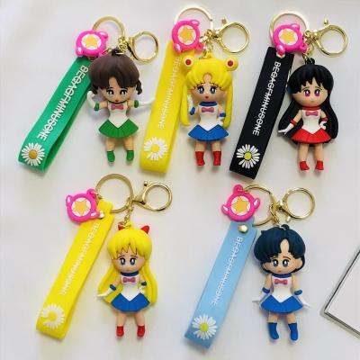 China Cute Cartoon Anime Wholesale 3D Cartoon Sailor Moon Doll Bag Pendant Gift Luxury Embossed Rubber Key Chain for sale