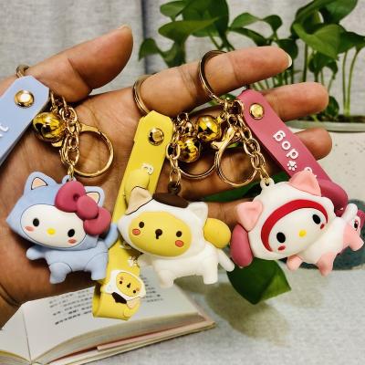 China Wholesale 3D Cartoon Anime Sanrio Cinnamoroll 3d PVC soft rubber silicone luxury embossed key chain for sale