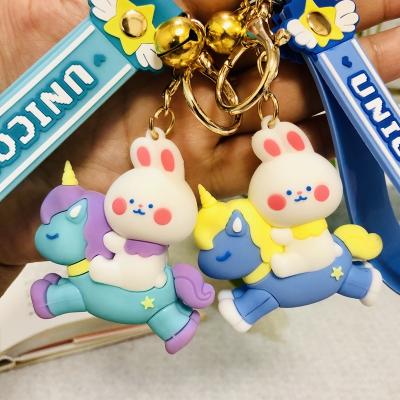 China Cartoon Anime Wholesale 3D Cartoon Anime Rabbit My Melody 3d PVC Soft Rubber Silicone Key Chain for sale