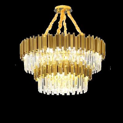 China Modern Hot Selling Creative Luxury 2023 K9 Crystal Chandelier Lighting Large Round Ceiling Gold Lamps Chandelier for sale