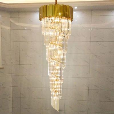 China Hotel Villa Lobby Modern Luxury Decorative Staircase Chandeliers Gold Crystal Chandeliers for sale