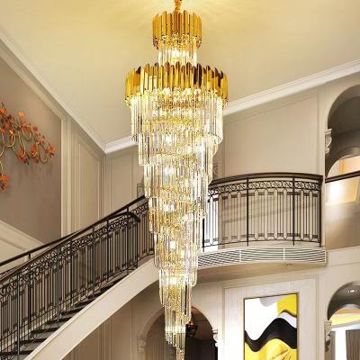 China Modern Luxury Modern Staircase Chandeliers Villa Lobby Hotel Style Crystal Lighting for sale