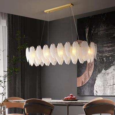 China Wholesale Price Modern Simple Life White Feather Shape Led Home Bedroom Chandelier Decoration Light Lighting Square Round Glass Light for sale