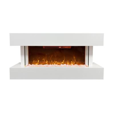 China Contemporary White Wall Mounted Pebble Fuel Bed Flame Effect Decorative Remote Control Fireplace 2023 LED for sale