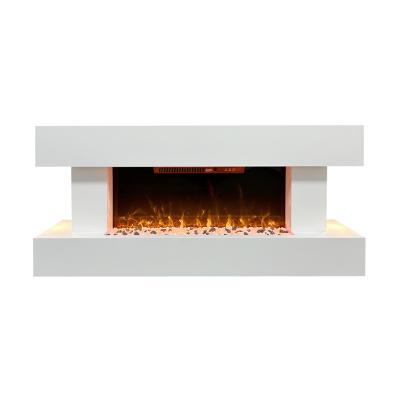 China Modern Indoor Luxury Decorative Fireplace Heater White Wall Mounted Pebble Effect Led Lighting Electric Fireplace for sale