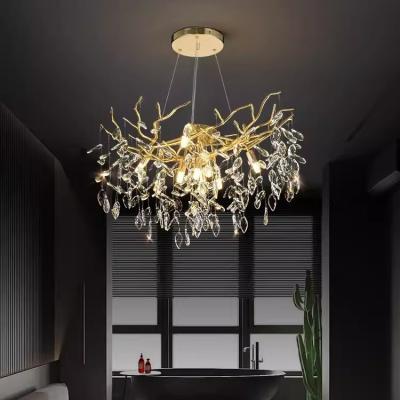 China Modern Branch Shaped Crystal Lamp Living Room Raindrop Chandelier American Style Luxury K9 Crystal Lightings For Large Hotels Pendant for sale