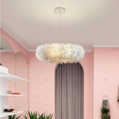 China Modern Nordic Goose Feather Chandelier Decoration Modern Minimalist Circular Pendent Lamp Living Room Bedroom Ceiling Light for sale