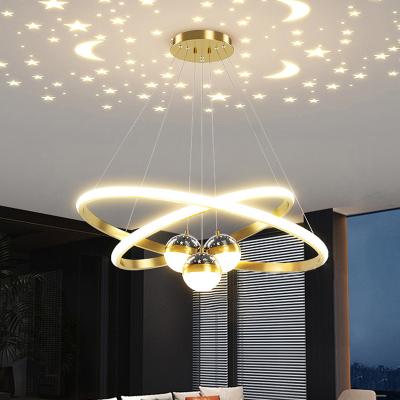 China Modern Circular Starry Sky Ceiling Pendant Nordic Living Room Bar Minimalist Light Modern Dining Room Personalized And Creative Lamp for sale