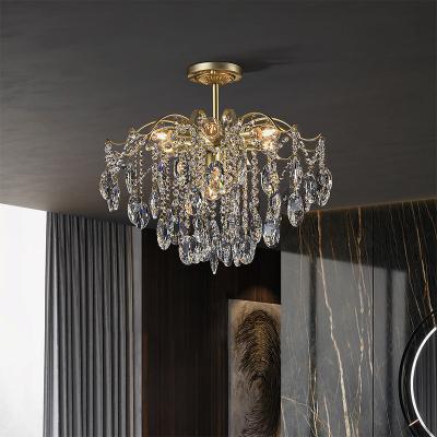 China Modern Luxury Crystal Chandelier Art Design Modern Living Room Nordic Pendent Lamp Dining Room Bedroom Retro Lighting for sale