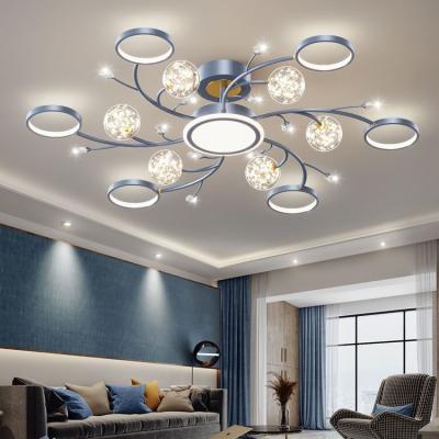 China Surface Mounted European Crystal Starry Sky Chandelier Light Luxury Simple And Atmospheric Dining Room Bedroom Ceiling Light for sale