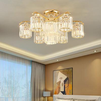 China Surface Mounted European Luxury Crystal Chandelier Simple And Atmospheric Living Room Villa Bedroom Cup Style Ceiling Light for sale