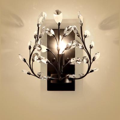 China Modern American Style Rural Wall Lamp European Style Living Room Bedroom Bedside Lamp Creative Retro Iron Crystal Bracket Light for sale