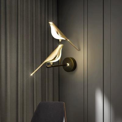 China Modern Creative Bird Wall Lamp Modern And Simple Bedroom Bedside Wall Fitting Living Room Sofa Nordic Light Luxury Bracket Light for sale