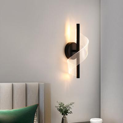 China Modern Nordic Minimalist Acrylic Wall Lamp Bedroom Living Room Light Creative Bedside Wall Fitting Staircase Corridor Bracket Light for sale