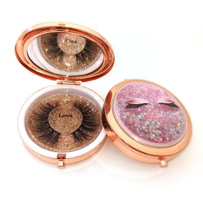 China Perfect Radian and Natural Curl Eyelash Case with Mirror Eye Lashes Mink Lashes 3d Product False Eyelash Wholesale Cosmetic Box Mink Eyelash 3d for sale