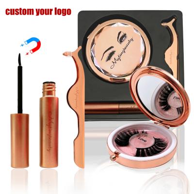 China Glue Free and Portable Custom Logo Eyelash Case False Eyelashes Magnet Eyelash Maker Magnetic Eye Lashes Box OEM Cosmetic for sale