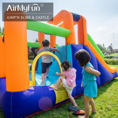 China Airmyfun Double Slide Moon Nylon Indoor Basketball Games Air Jumping Inflatable Castle House Jumping House For Kid for sale