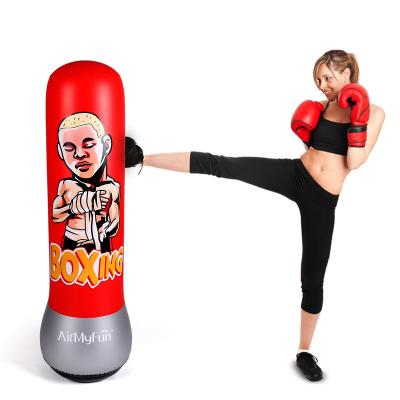 China Kids PVC Thickened Fitness Inflatable Free Stand Sandbag Kickboxing Tower Kick Boxing Tower Vertical Tumbler Punching Bag for sale