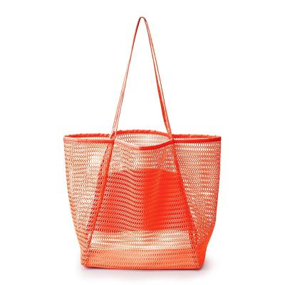 China Lightweight Foldable Mesh Casual Tote Bag Women Shoulder Bag for Beach Picnic Vacation for sale