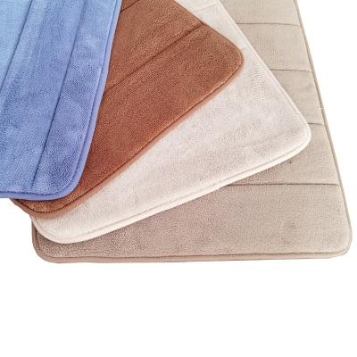 China Coral Velvet Striped Memory Mat Viable Pet Mat Non-Slip Custom Floor Mat for sale