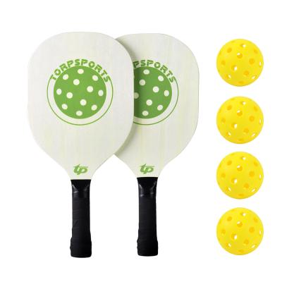 China Handled Wooden Pickleball Paddles Set - Wooden Pickleball Set with 1 Carry Bag and 4 Balls, 7-Ply Basswood, PickPicklerball Set TPK-003 for sale