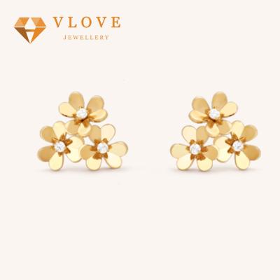 China Wholesale China Trade Cute Wedding Frivolous 925 Sterling Silver Stud Earrings With 3 Flowers for sale