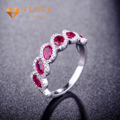 China New Fashion Women Romantic Red Gemstone Wedding 925 Sterling Silver Ring for sale