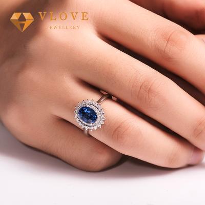 China CLASSIC Custom Rings Jewelry Women 925 Sterling Silver Women Rings Blue Diamonds Sterling Silver Jewelry for sale