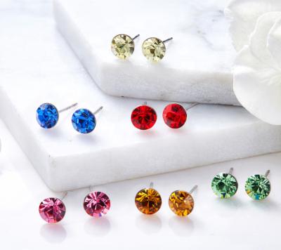 China Cheap Hot Sale Wholesale Classic Crystal Round Stud Earrings Cute From Silver Jewelry Manufacturer for sale