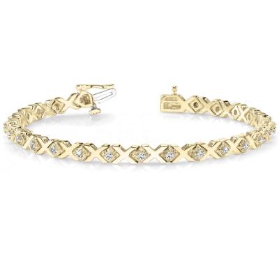 China Hot Sale TRENDY Women Fashion Elegant CHAIN ​​LINE BRACELET, XOXO Tennis 925 Sterling Silver Bracelet 14k Gold Plated for sale